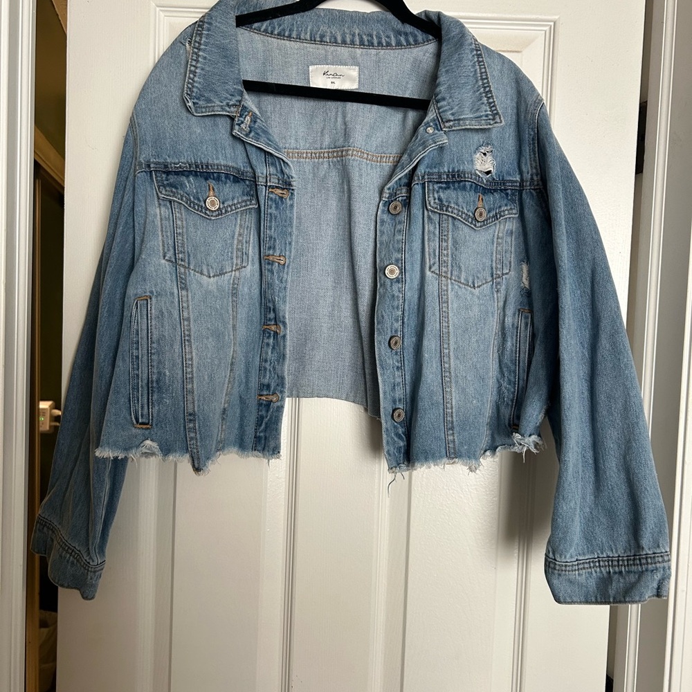 KanCan Light Blue Cropped Denim Jacket
